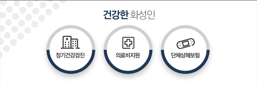 건강한 화성인 정기건강검진, 의료비지원, 단체상해보험